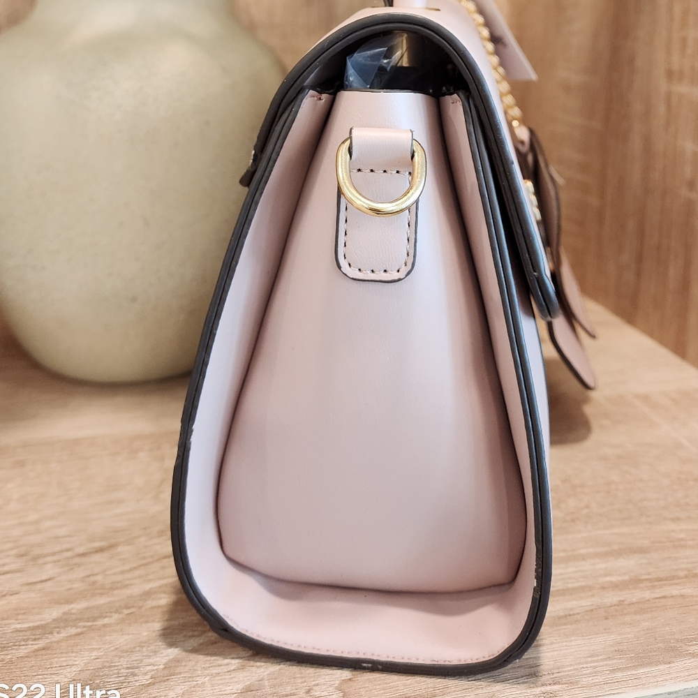 AR New York Pink Vegan Leather Handbag with Gold Accents Women's Crossbody - Picture 7 of 8